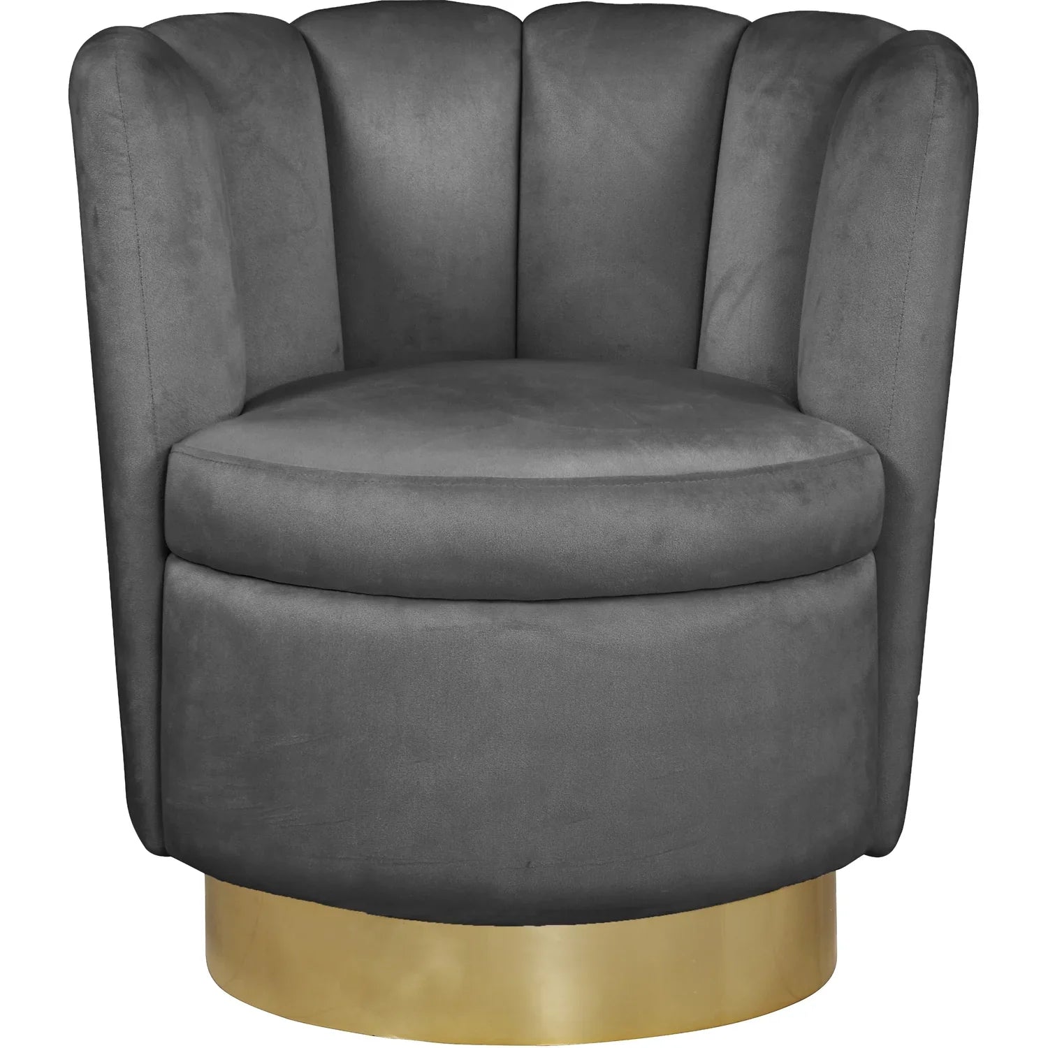 Homestock Seaside Serenity Velvet Upholstered Accent Chair with Durable Gold Steel Swivel Base, 30-inch W x 27-inch D x 31-inch H