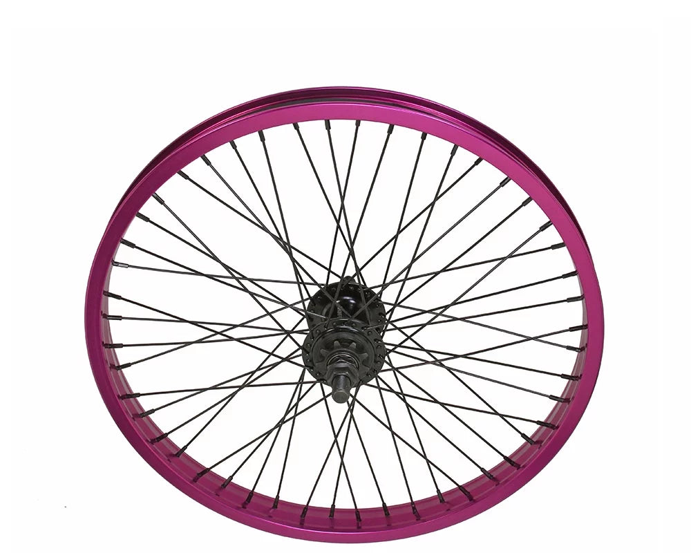 Bike 20 x 2.125 Alloy Rear Wheel 9T Driver 48 Spoke 14gSS/Black 14mm Axle Sealed Bearing Double Wall Purple.