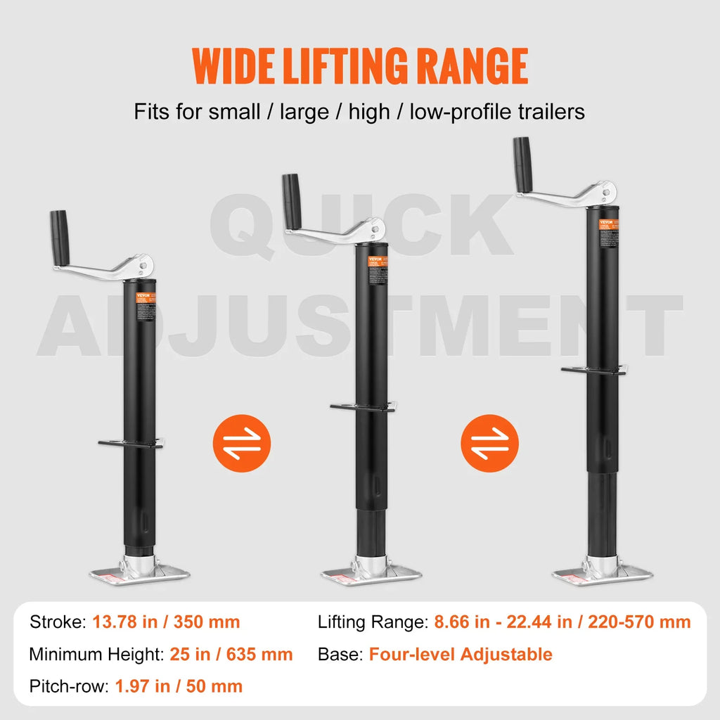 BENTISM Trailer Jack A Frame Bolt on Trailer Tongue Jack 2000 lb Height Adjustable