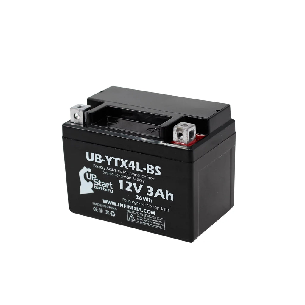 Replacement 2002 Bombardier (Can-Am) DS50, Quest 50CC Factory Activated, Maintenance Free, ATV Battery - 12V, 3Ah, UB-YTX4L-BS