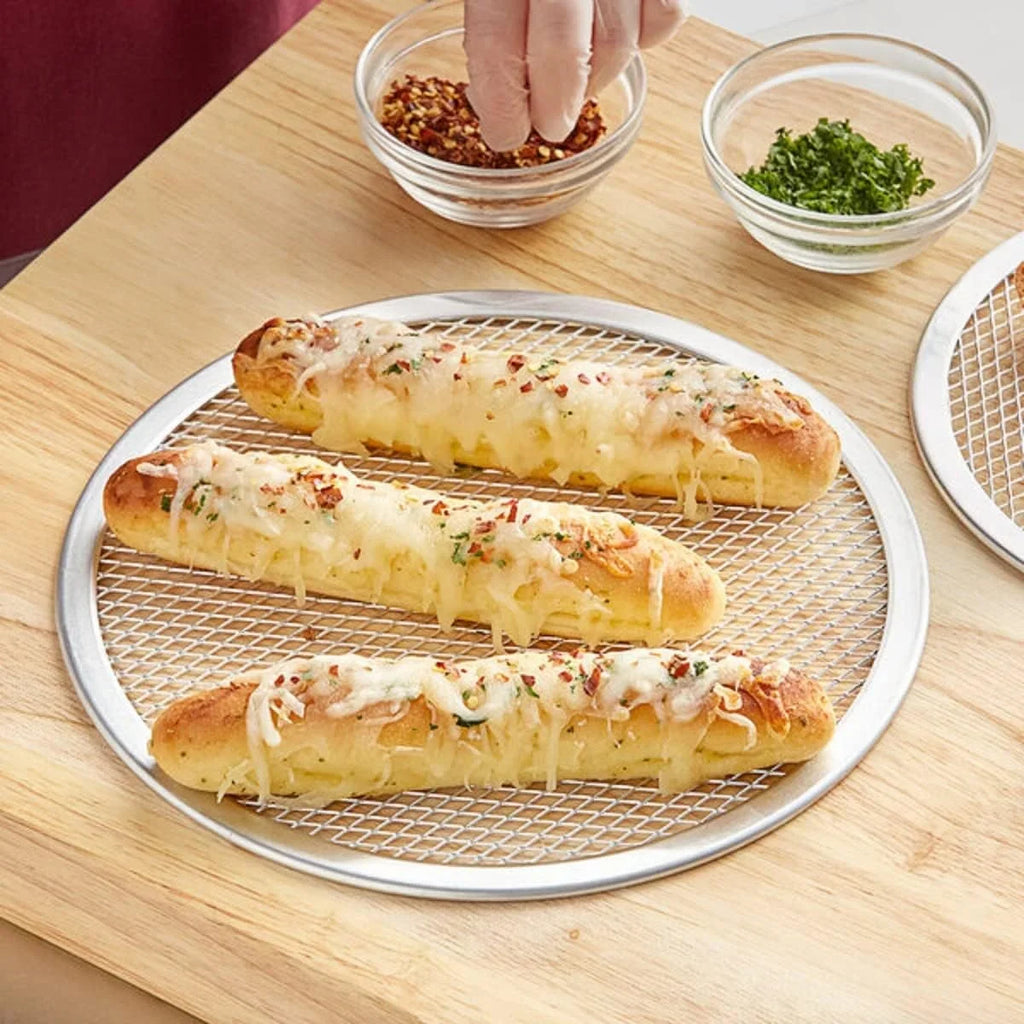 TrueCraftware- Set of 2 Aluminum 10” Seamless Rim Pizza Baking Screen- Bakeware Pizza Screen Round Pizza Pan Tray Round Baking Tray for Home Kitchen Pizzeria & Restaurants