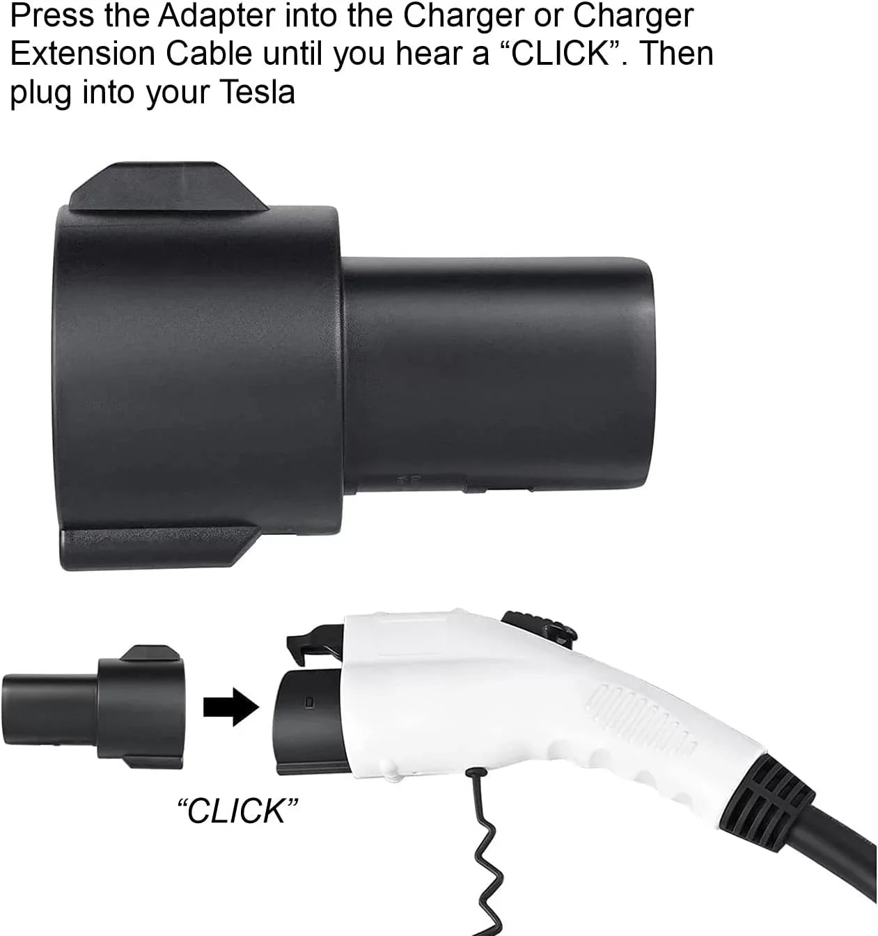Campmoy Tesla to J1772 Adapter, 60A & 250V AC - Compatible with SAE J1772 Electric Vehicle (EV) Chargers (Black)
