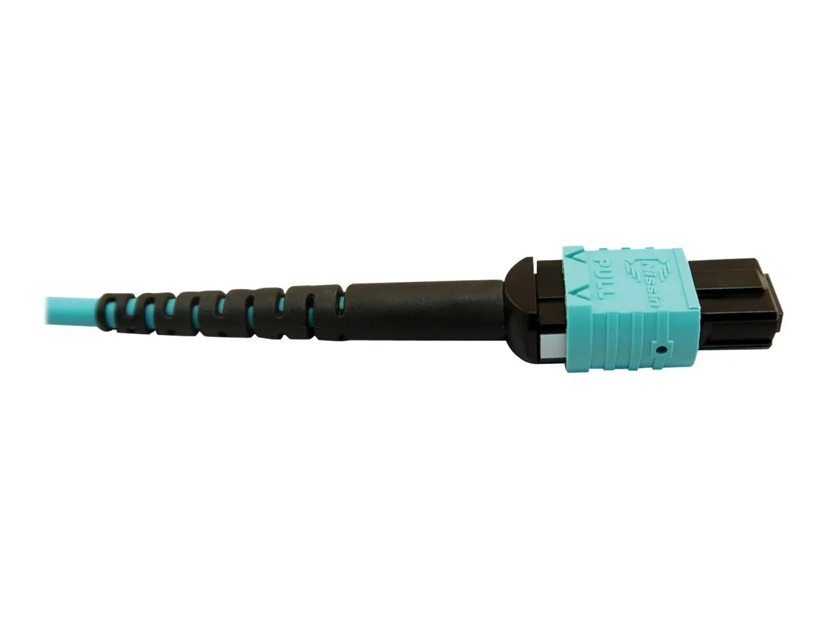 Eaton Tripp Lite Series 400G Multimode 50/125 OM4 Plenum Fiber Optic Cable, 24F MTP/MPO-PC to (x2) 12F MTP/MPO-PC (F/F), Aqua, 5 m - Network cable - MTP/MPO/PC multi-mode (F) to MTP/MPO/PC multi-mode (F) - 5 m - fiber optic - 50 / 125 micron - OM4 -