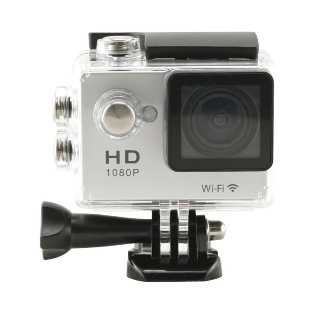 Record Every Adventure with Our Waterproof WiFi Action Camera - 1080P Video, Crystal Clear Sound, and Long-Lasting Silver Case Included