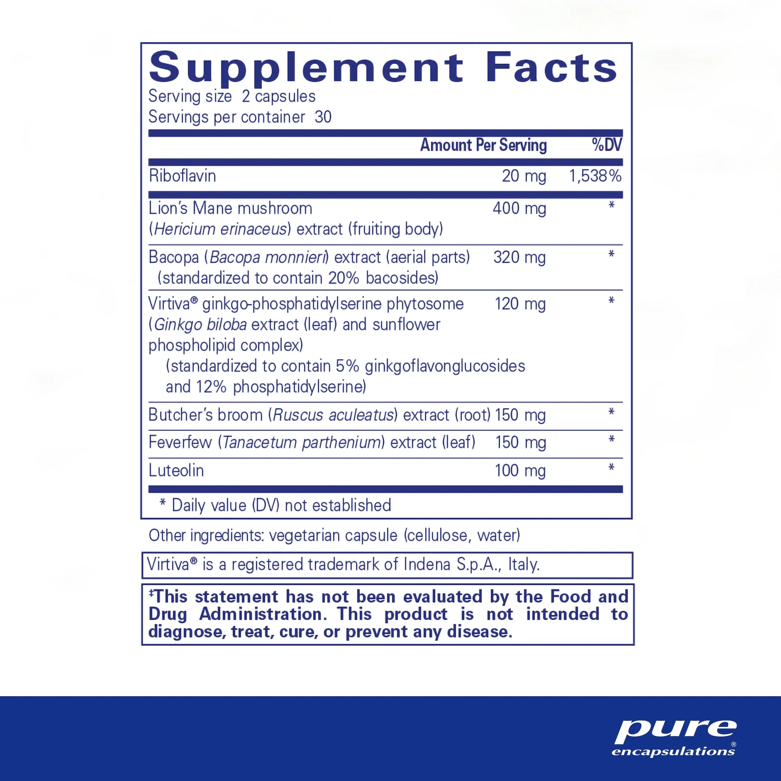 Pure EncapsuLatitudeions Brain Reset | Supports Concentration, Clarity, and Memory Associated with Brain Fog | 60 Capsules*