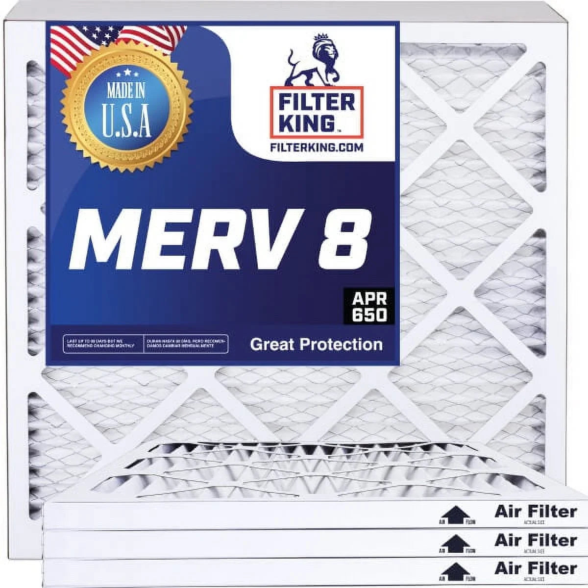 Filter King 18x18.5x1a Air Filter | 4-PACK | MERV 8 HVAC Pleated A/C Furnace Filters | MADE IN USA | Actual Size: 18 x 18.5 x .75"