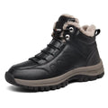 Lopsie Men's Snow Boots Waterproof Genuine Leather Hiking Outdoor Work Boots Black/Brown Size 11