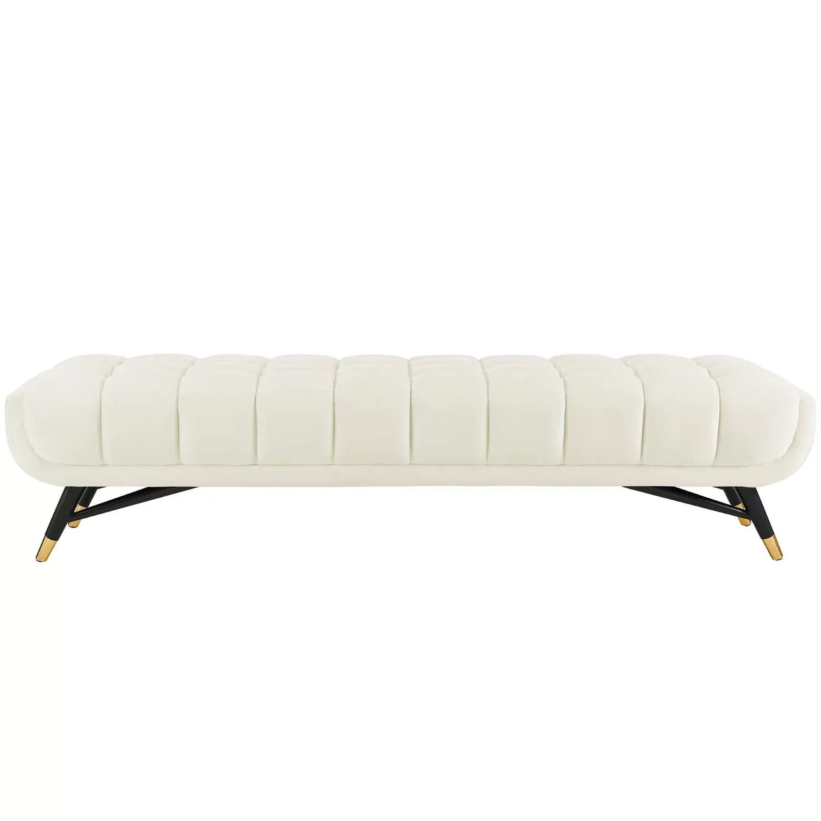 Modway Adept Performance Velvet Bench in Ivory