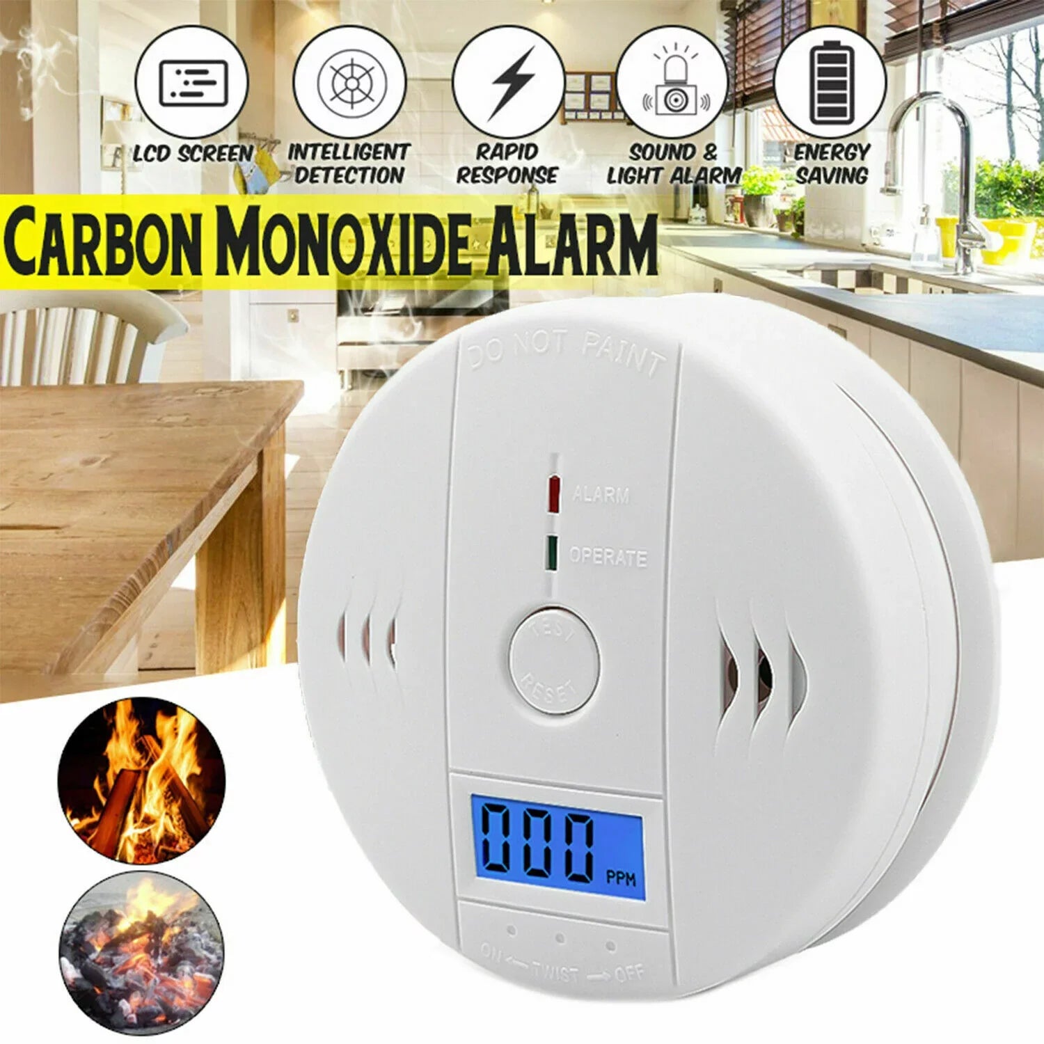 NIFFPD Carbon Monoxide Detector, Carbon Monoxide Alarm for House and Bedroom Battery Powered