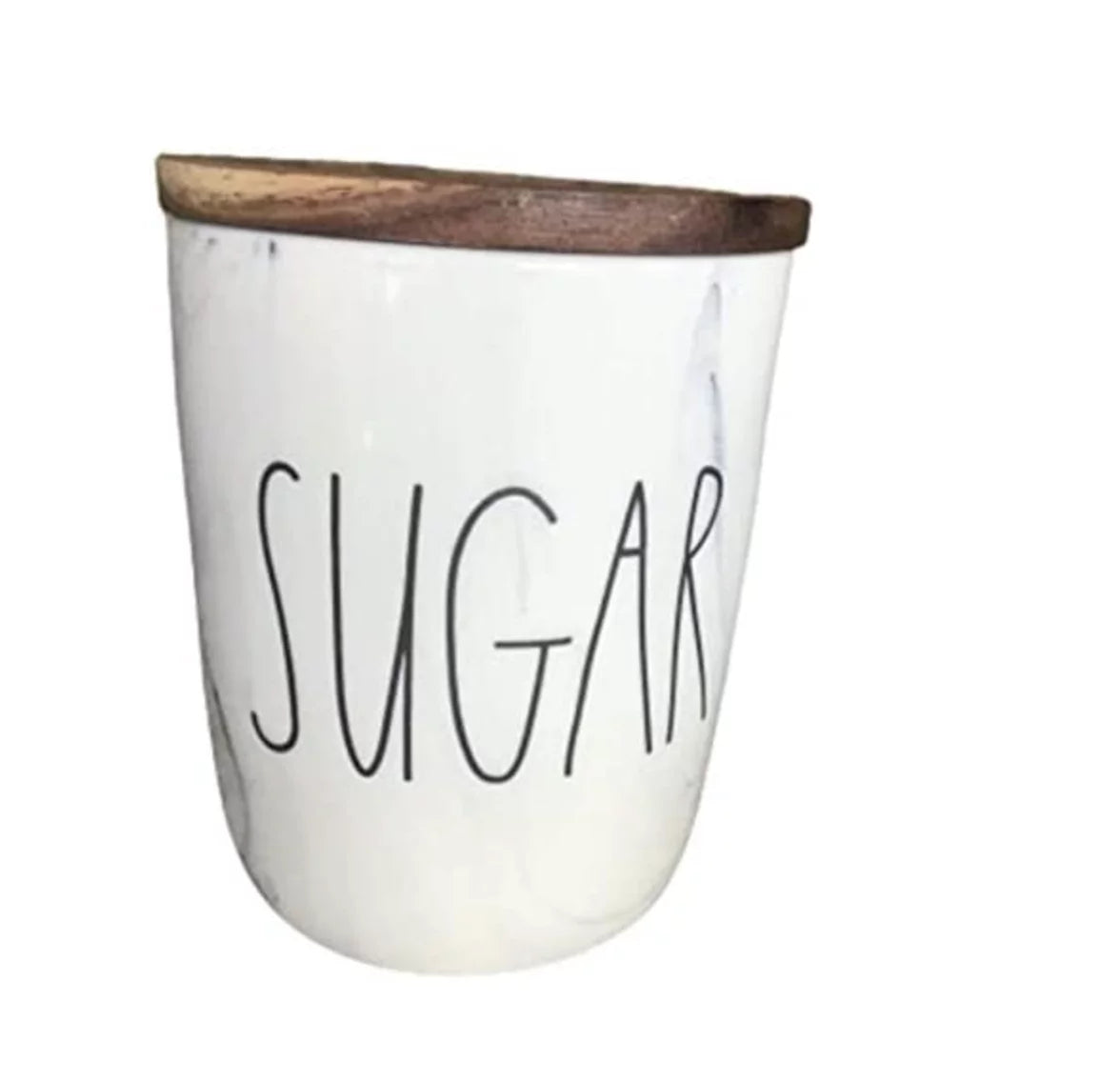 Rae Dunn Home SUGAR Canister Marble with wood lid (SMALL size)