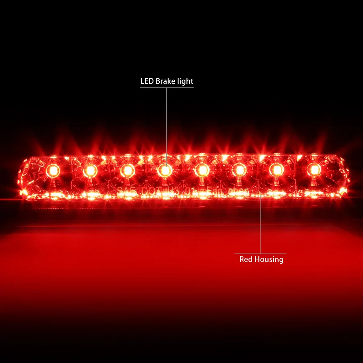 DNA Motoring 3BL-4RUNNER03-LED-RD For 2003 to 2009 Toyota 4Runner N210 Rear LED 3rd Third Tail Brake Light Stop Lamp Red Housing 04 05 06 07 08