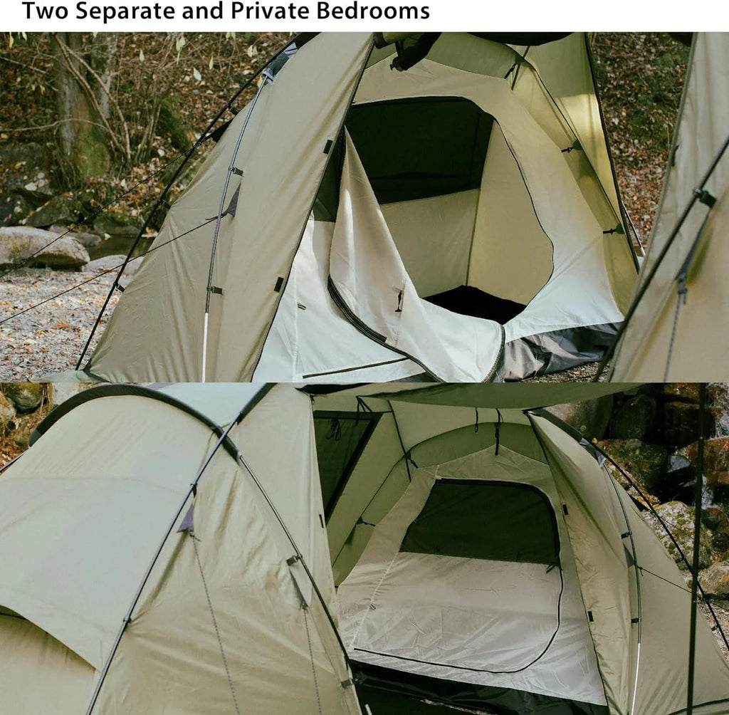 YANPO Glamping Tent with Porch, 2/3/4/5/6 Person Durable Weatherproof Camping Tent, Large Family Tent with Room Divider, Easy Setup Tent with Screen Room