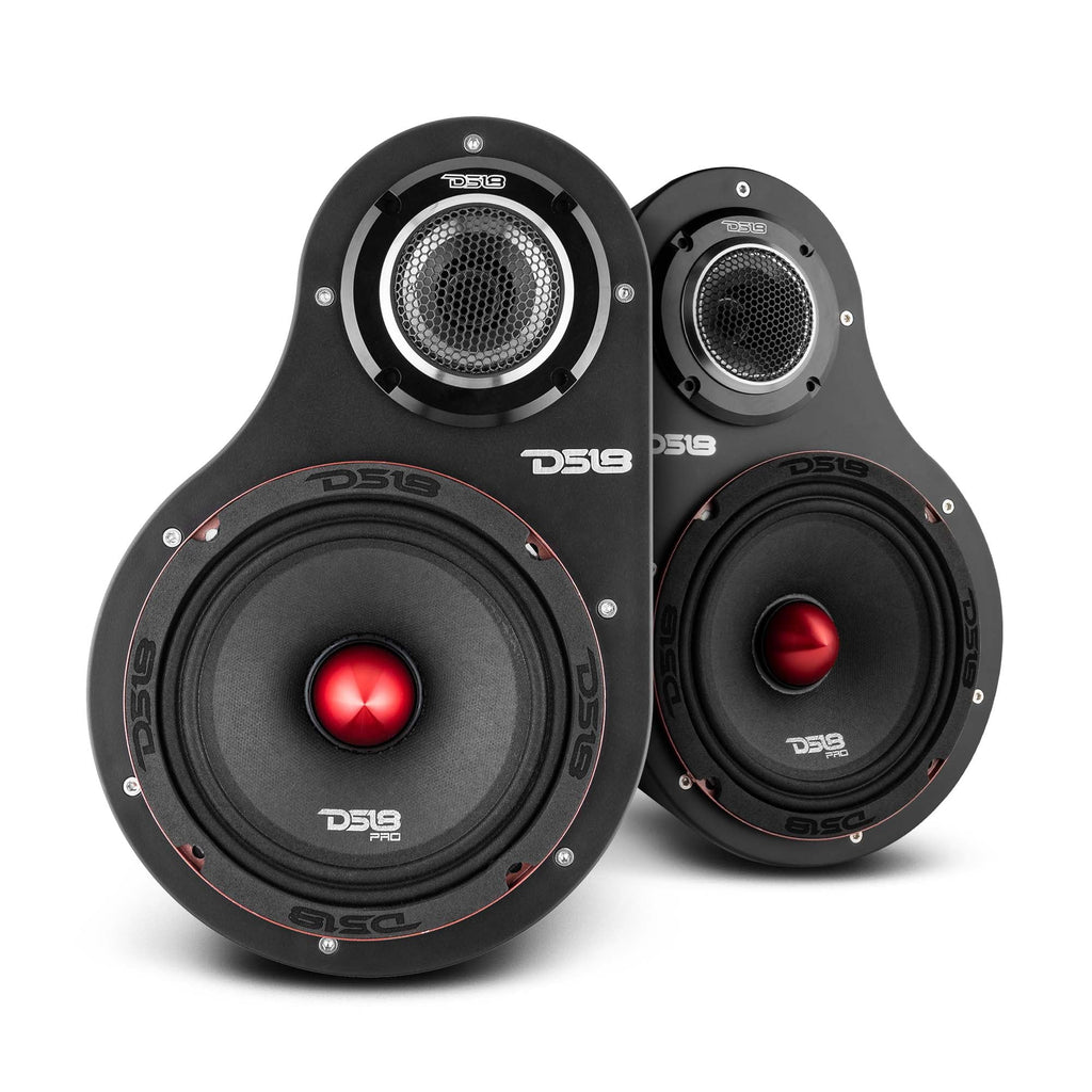 2x DS18 6.5" Speaker Enclosures & Tweeter Pods High Density ABS Universal EN6P