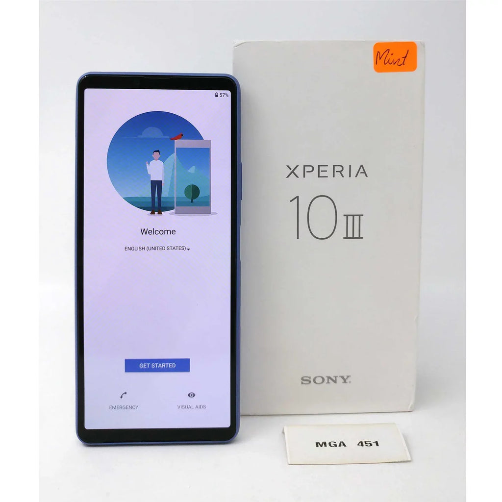 Pre-Owned Sony Xperia 10 III 5G 128GB XQ-BT52 6GB RAM GSM Factory Unlocked Smartphone - Blue (Like New)