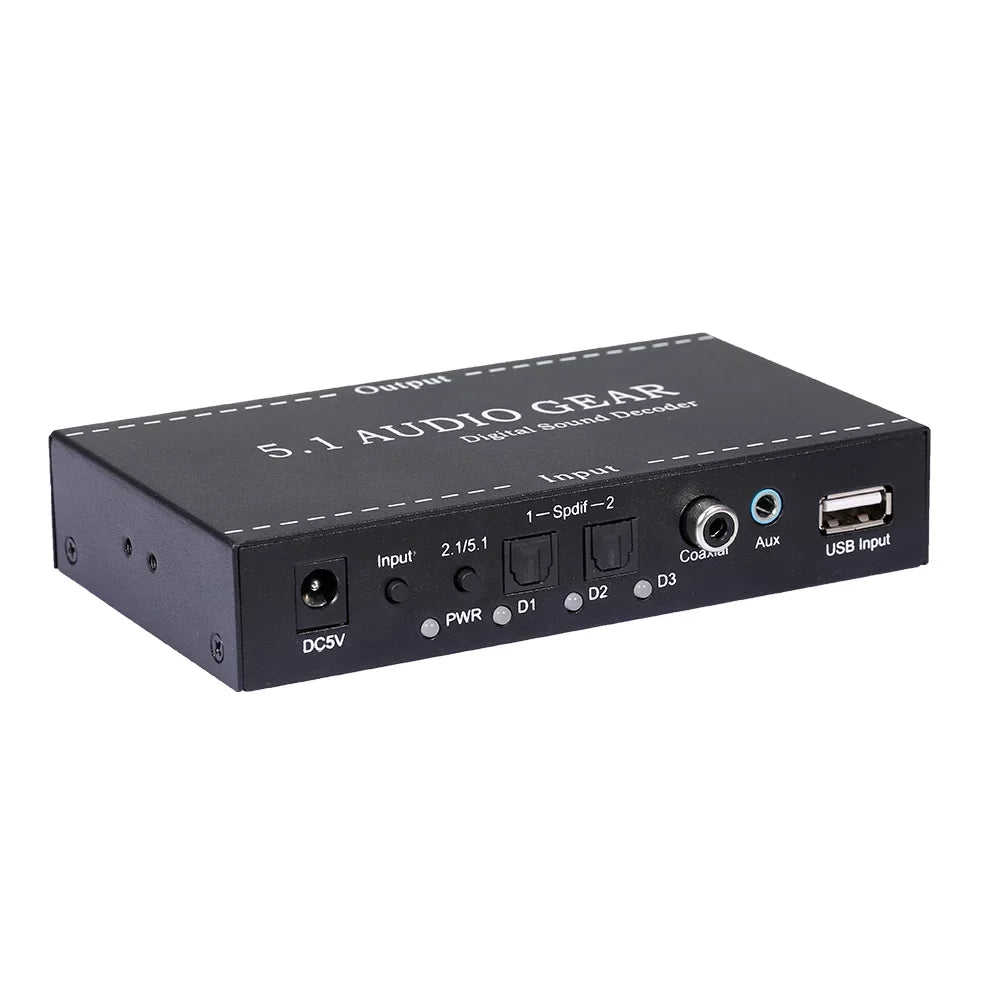 Walmeck NK-A6L 5.1 Audio Gear Digital Sound Decoder Audio Converter 3.5mm Audio Output Replacement for Dolby Digital AC-3   Plug