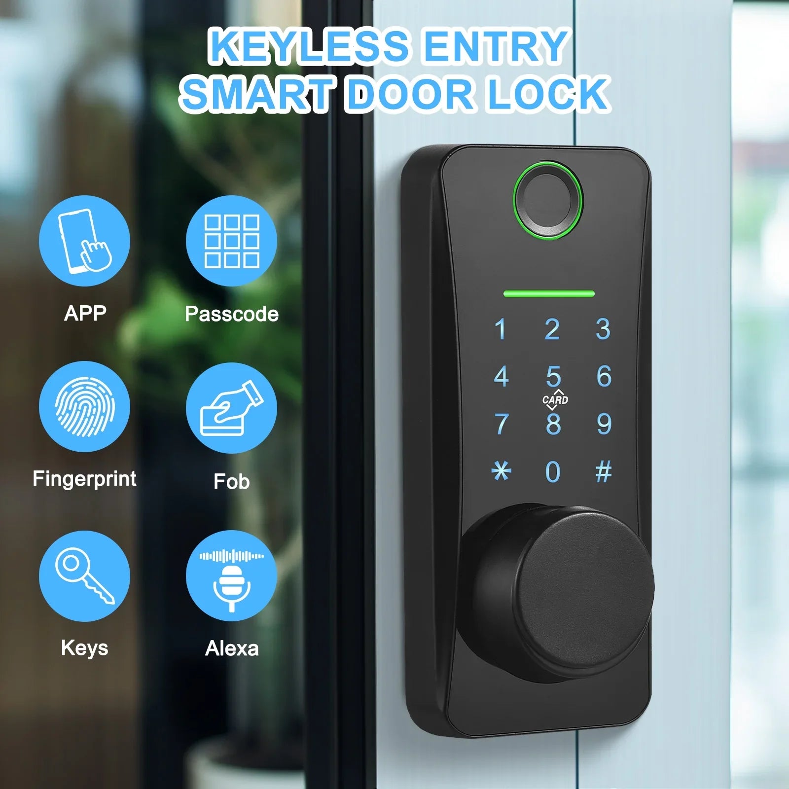 Intelligent Door Lock,With Pad Remote Lock/5-in-1 Less Door Pad Remote Lock/2 Keyless Door Lock With Deadbolt App Remote Huiop Lock Lock/5-in-1 Keyless Siuke Keypad Set Deadbolt