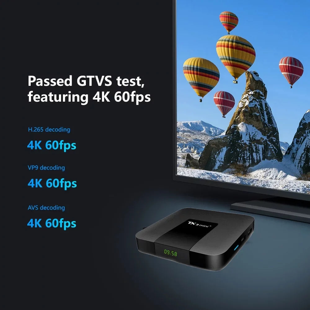 Android 11.0 TV Box TX3 Mini Plus Amlogic S905W2 Quad Core RAM 4GB ROM 32GB Dual WiFi 2.4G/5.8G BT4.2 4K 6K AV1 Home Smart Media Player Tanix Set top Box