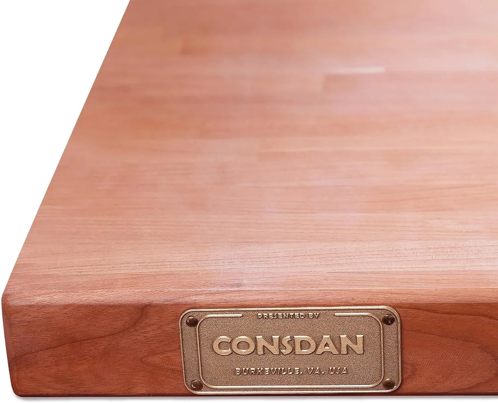 Butcher Block Counter Top, Grown Cherry Solid Hardwood Countertop, Wood Slabs For Kitchen, Reversible, Both Side Polished, Prefinished With Food-Safe Oil, 1.5" Thickness, 24" L X 25" W