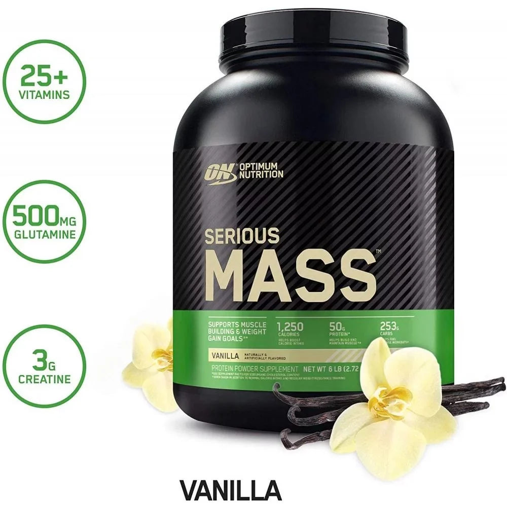 Optimum Nutrition, Serious Mass, Weight Gainer Protein Powder, Vanilla, 6.lb
