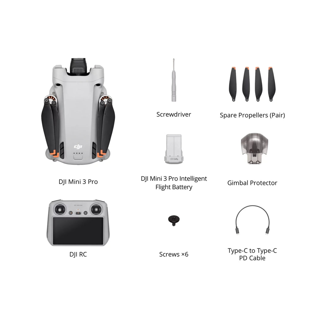 DJI Mini 3 Pro Camera Drone Quadcopter + RC Smart Controller (With Screen), 4K/60fps Video, 48MP Photo, 34min Flight Time, Tri-Directional Obstacle Sensing, Bundle w/ Deco Gear Backpack + Accessories