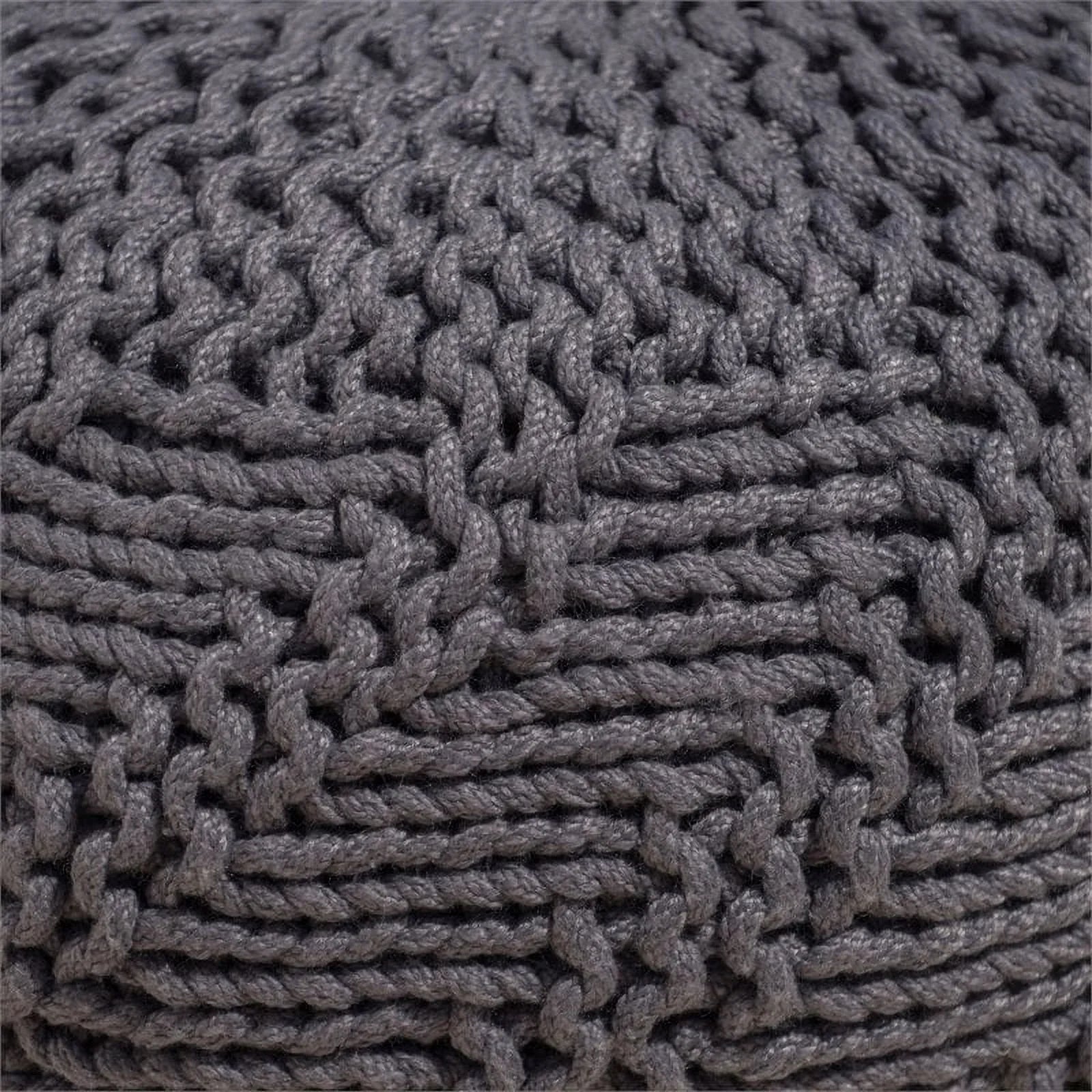 Noble House Aria Handcrafted Modern Fabric Outdoor Weave Pouf in Dark Gray
