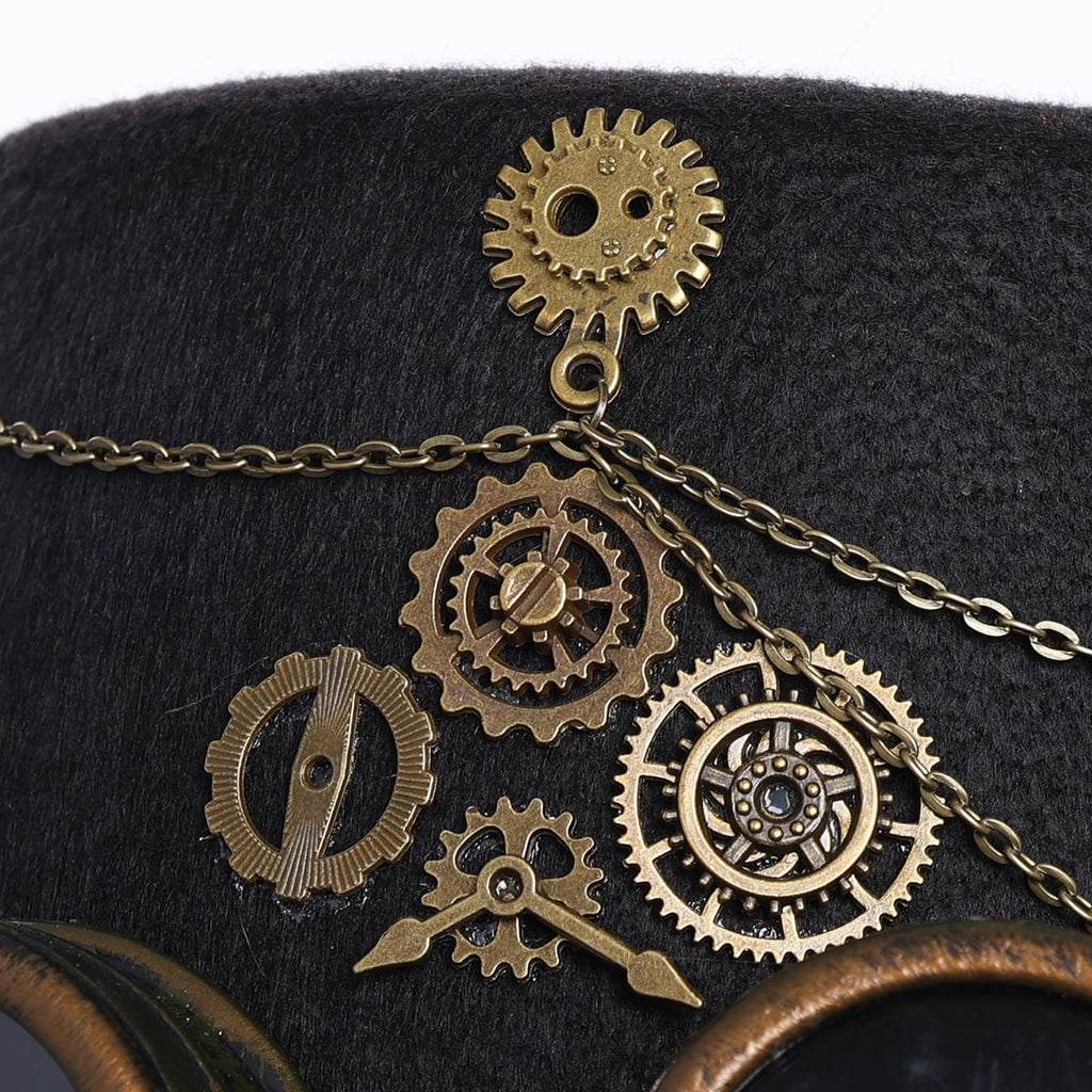 GRACEART Unisex Steampunk Top Hats with Goggle Gothic Punk Hallo Hat