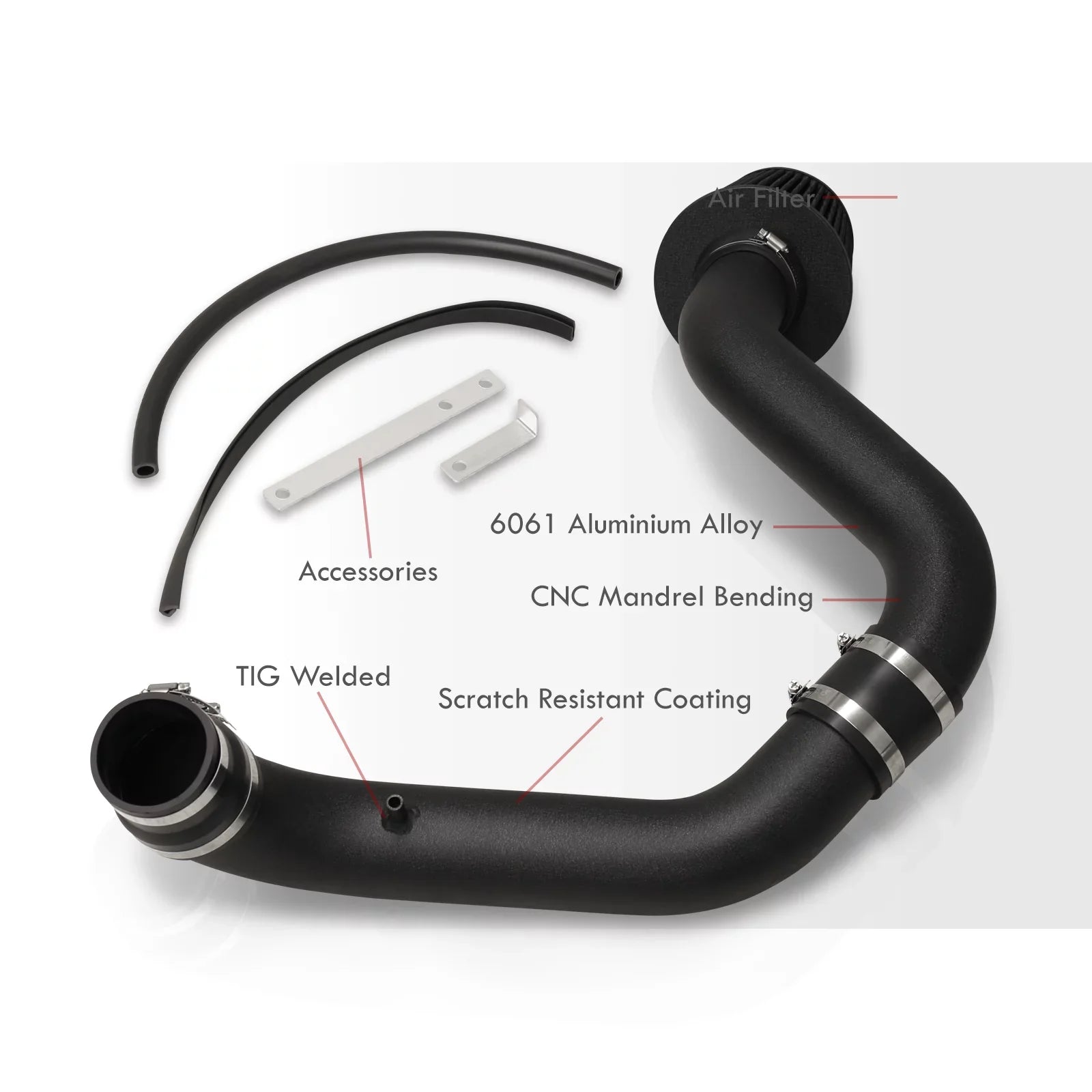AJP Distributors JDM Black Cold Air Intake CAI Induction Pipe System + Filter Compatible/Replacement For Acura Integra GSR DC2 1.8L B18C 1994 1995 1996 1997 1998 1999 2000 2001 94 95 96 97 98 99 00 01