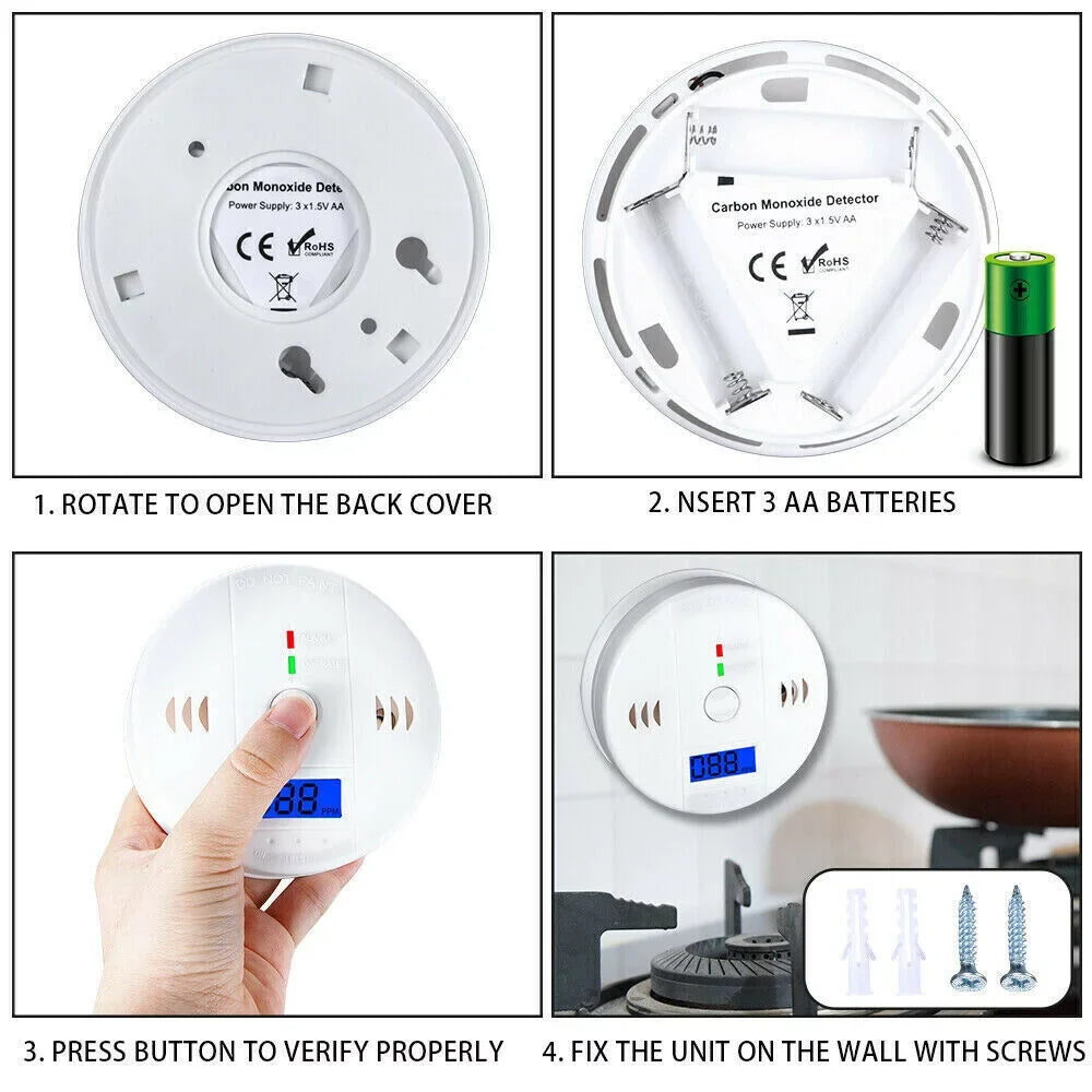 NIFFPD Carbon Monoxide Detector, Carbon Monoxide Alarm for House and Bedroom Battery Powered