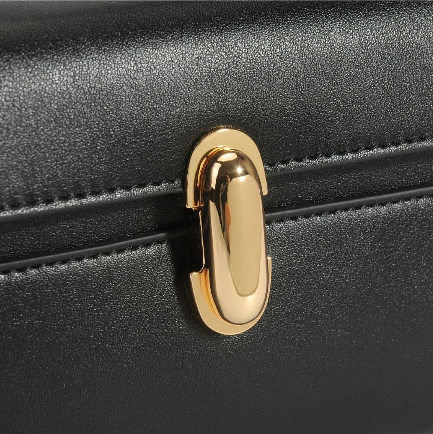 Qi Partner Handbags for Women The Symmetry Leather Top Handle Pochette Bags in Black