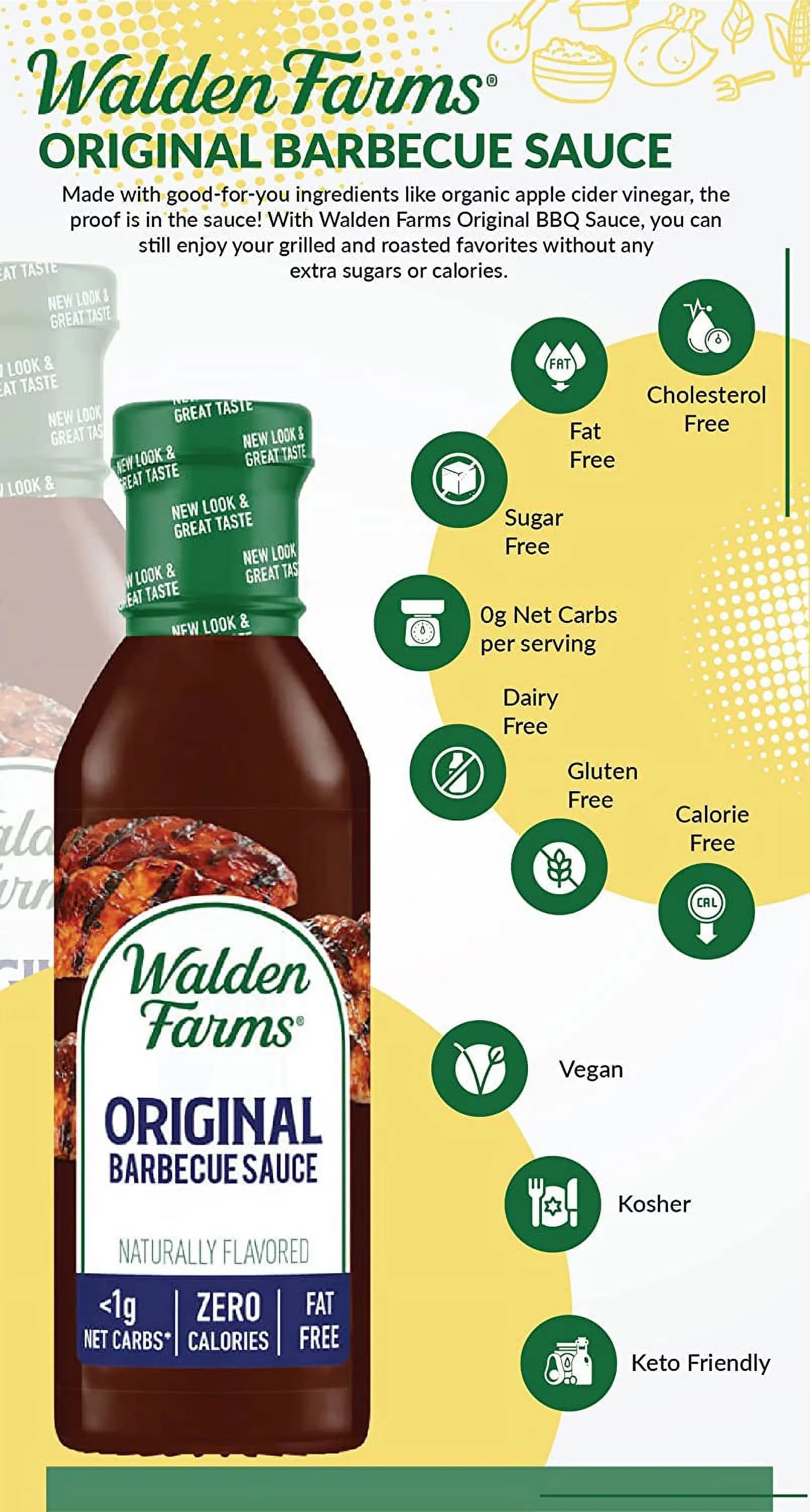 Walden Farms Calorie Free Barbecue Sauce Original 12 fl oz Pack of 4