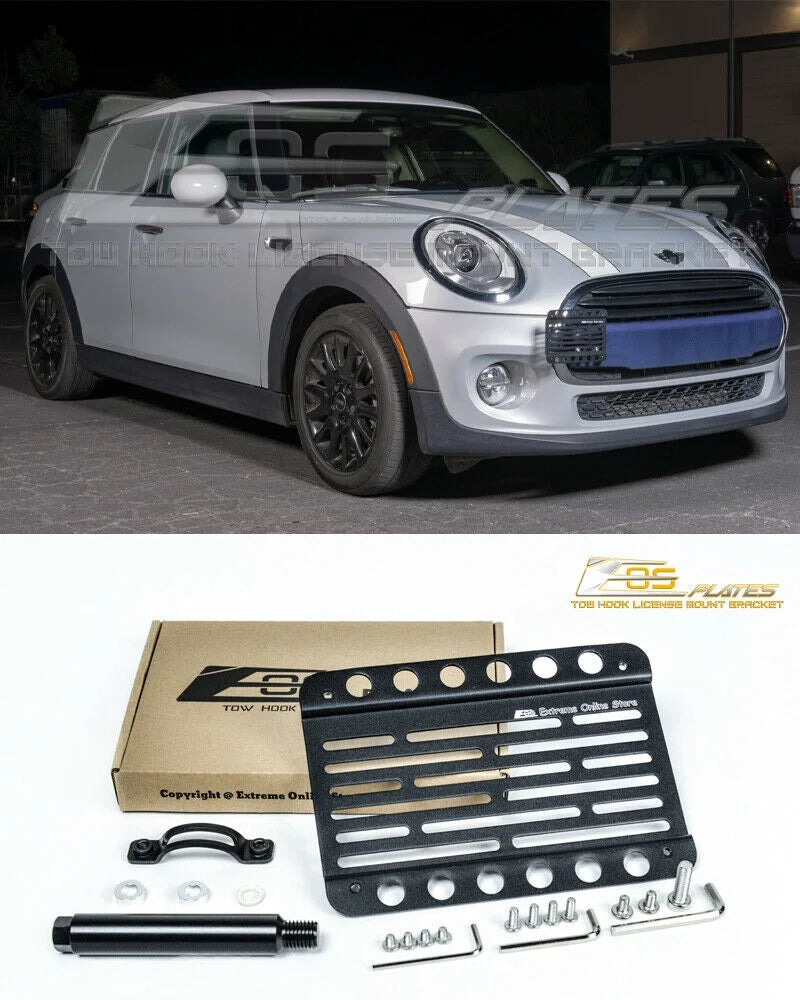 Extreme Online Store Replacement for 2014-Present Mini Cooper | EOS PLatitudee Version 1 Front Bumper Tow Hook License PLatitudee Relocator Mount Bracket Tow-119 (Mid Size)