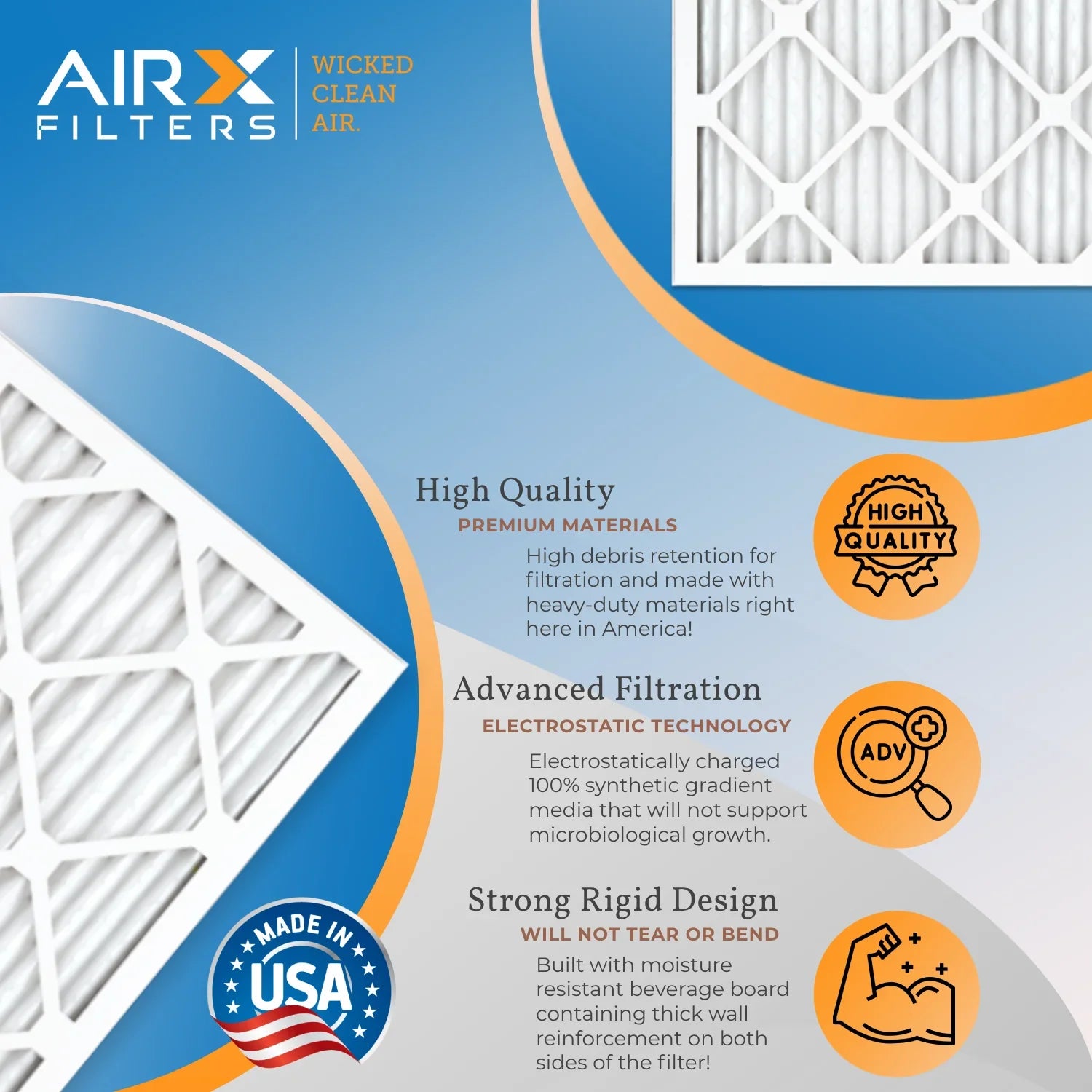 14x25x1 Air Filter MERV 8 Comparable to MPR 700 & FPR 5 Electrostatic Pleated Air Conditioner Filter 6 Pack HVAC AC Premium USA Made 14x25x1 Furnace Filters by AIRX FILTERS WICKED CLEAN AIR.