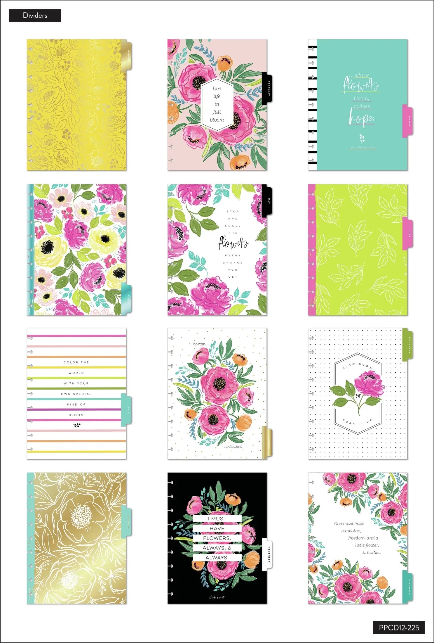 The Happy Planner, Classic 12 Month Planner, Colorful Florals, 2022, 8.75" x 1.37" x 9.75"