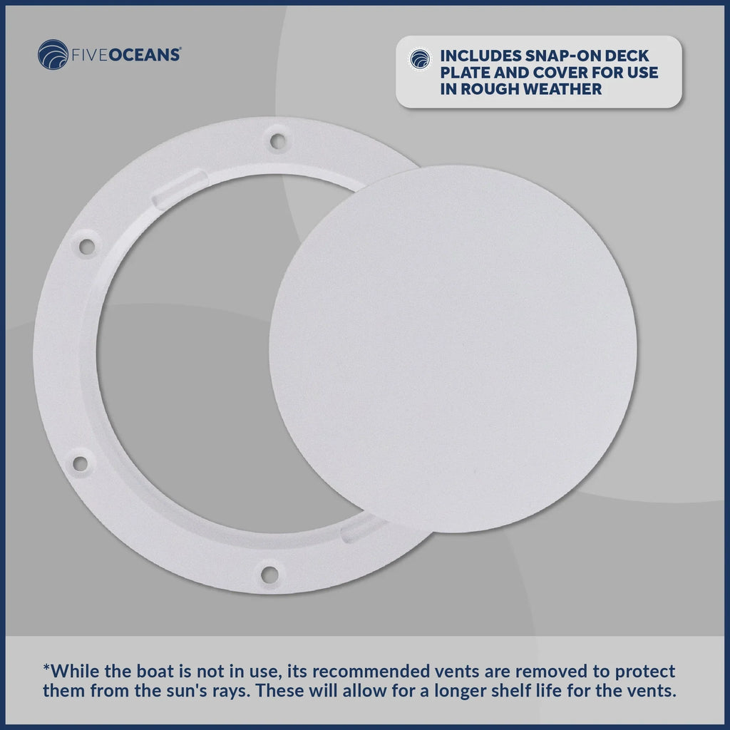 Five Oceans  3-Inch Cowl Vent with Snap-On Deck PLatitudee and Cover, 2 Pack Low Profile UV-Resistant and Flexible PVC, Red Interior, for Air Intake or Cabin VentiLatitudeion - FO88-M2