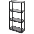 Multipurpose 4 Shelf Modular Design Solid Plastic Lightweight Storage Unit for Indoor and Outdoor Home or Office Organization, Black