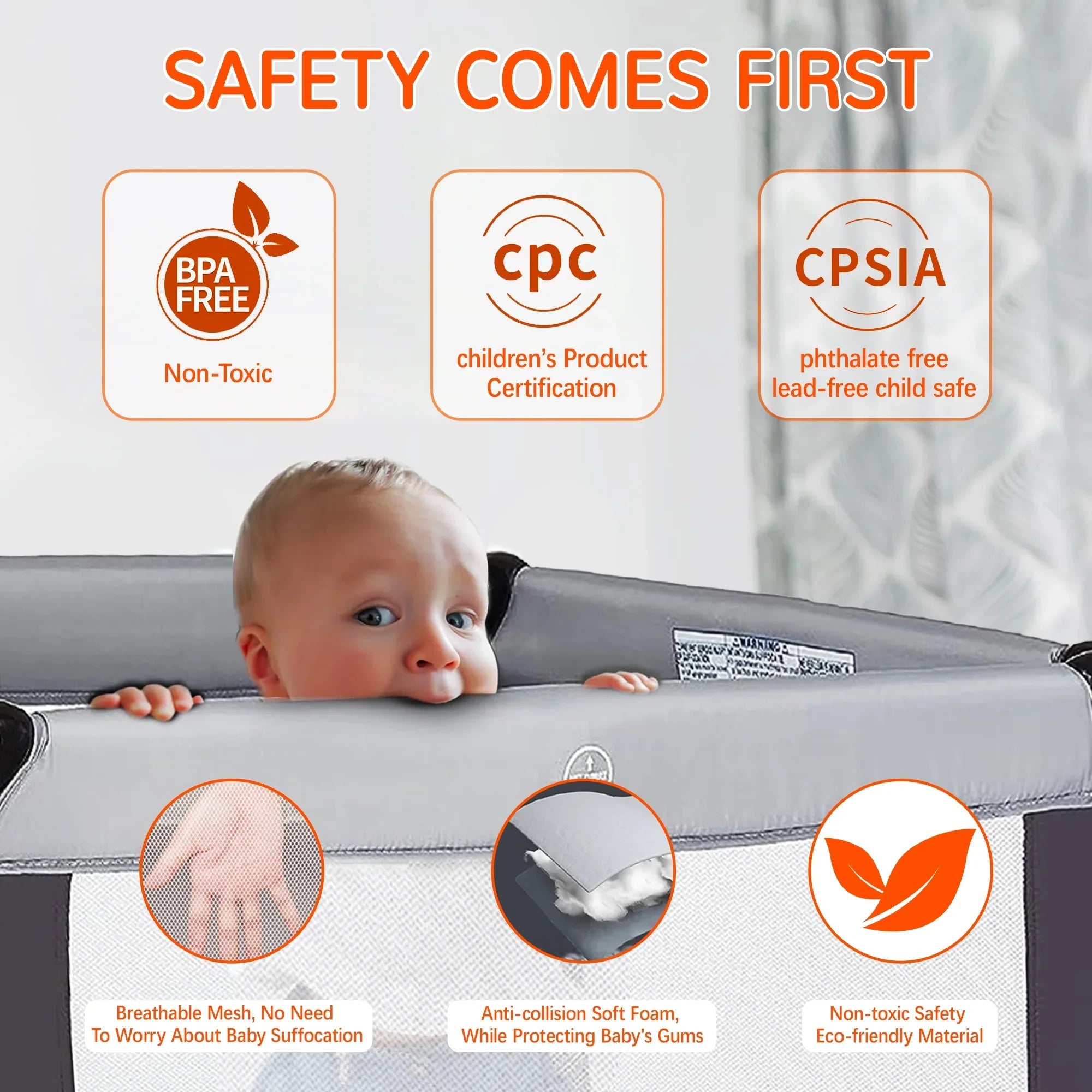 Yadala Baby Playard, One-Press Setup Pack n Play, Portable Playpen for Newborn Baby Toddler