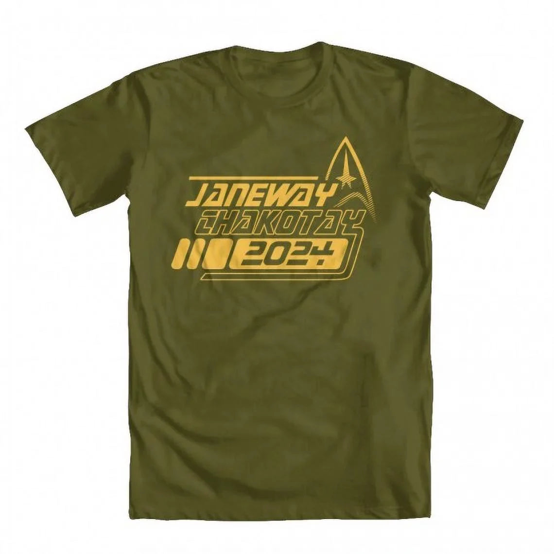 GEEK TEEZ Jabrand neway Chakotay 2024 Original Artwork Inspired by Star Trek Men's T-shirt Military Green Medium