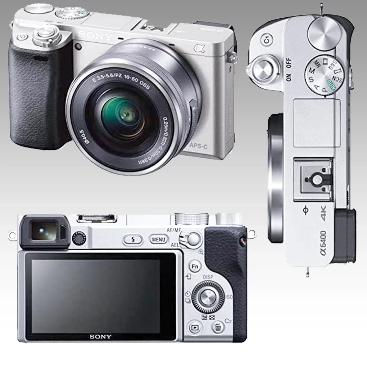 Sony Alpha a6400 Mirrorless Digital Camera (Silver) with 16-50mm Lens & 17pc Must Have Accessory Bundle. Includes: 64GB Memory Card, 1x Seller Replacement Battery, Digital Slave Flash, & More.