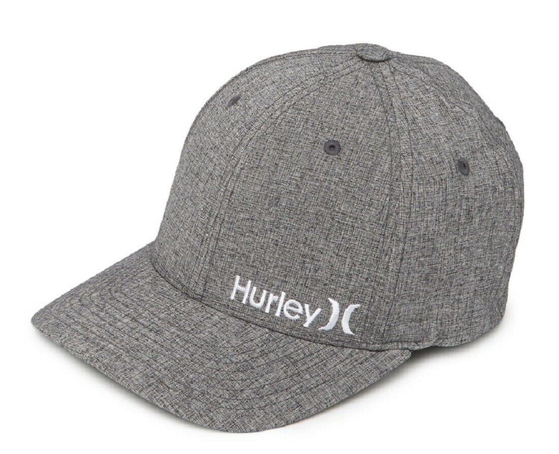 Hurley Men's Corp Textures Flex Fit Hat Cap (Small/Medium, Light Grey)