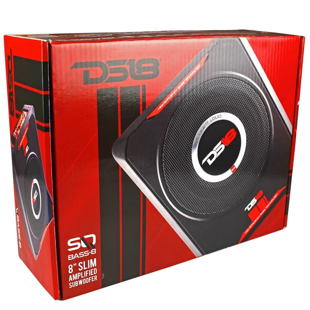 DS18 8" Amplified Subwoofer Slim 2 Ohm 1 x 150 Watts RMS High Efficiency SQBASS