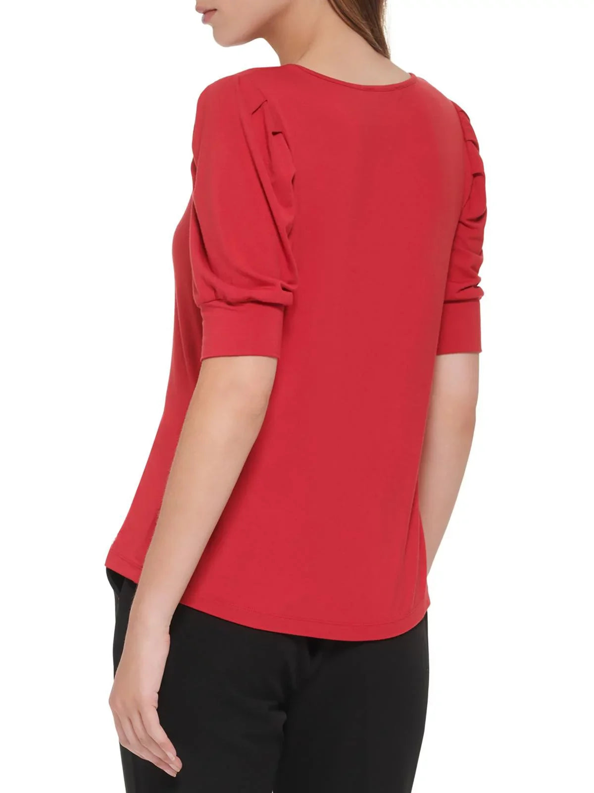 Tommy Hilfiger Womens Pleated Shoulder Elbow Sleeves Pullover Top