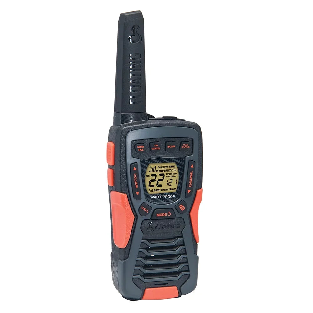 Cobra ACXT1035R FLT CAMO Waterproof Walkie Talkies for Adults - Rechargeable, Floats, 22 Channels, Long Range 37-Mile Two-Way Radio Set (2-Pack)