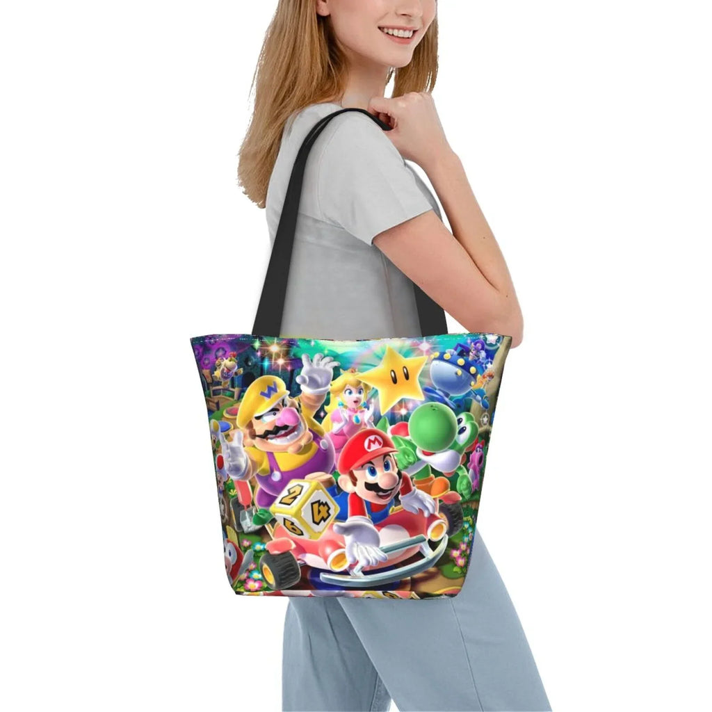 Super Mario Poster Women's Tote Bag Large Capacity Shoulder Handbag For Travel Beach Shopping Business Work School