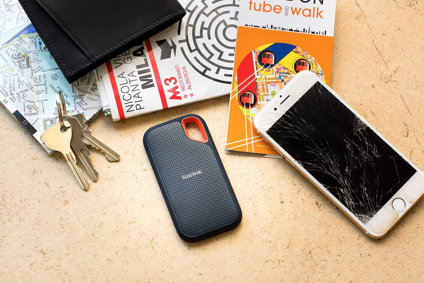 SanDisk 1TB Extreme External Portable SSD - Up to 1050MB/s - USB-C, USB 3.2 Gen 2 - SDSSDE61-1T00-AW25