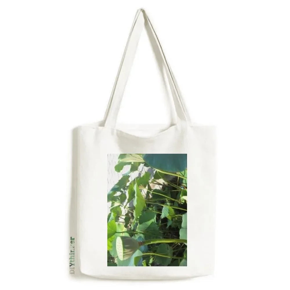 Lotus Lake Pool Tote Canvas Bag Shopping Satchel Casual Handbag