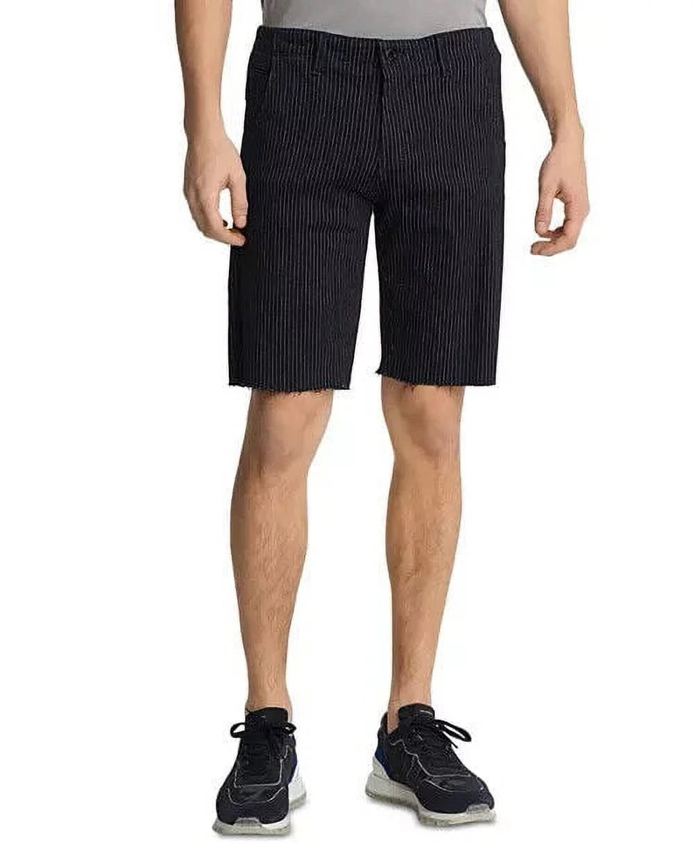 Karl Lagerfeld Mens Raw Hem Regular Fit Pinstripe Shorts black Size 30 MSRP $129