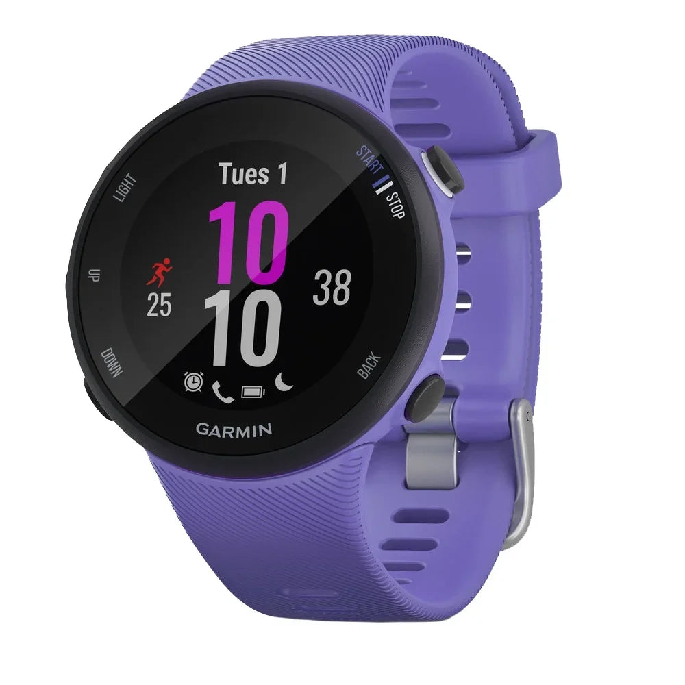 Restored Garmin 010-N2156-01 Forerunner 45S GPS Heart Rate Monitor Running Smartwatch (Iris) - Bundle With Fitness & Wellness Suite (WEYV, Yoga Vibes, Daily Burn) (Refurbished)