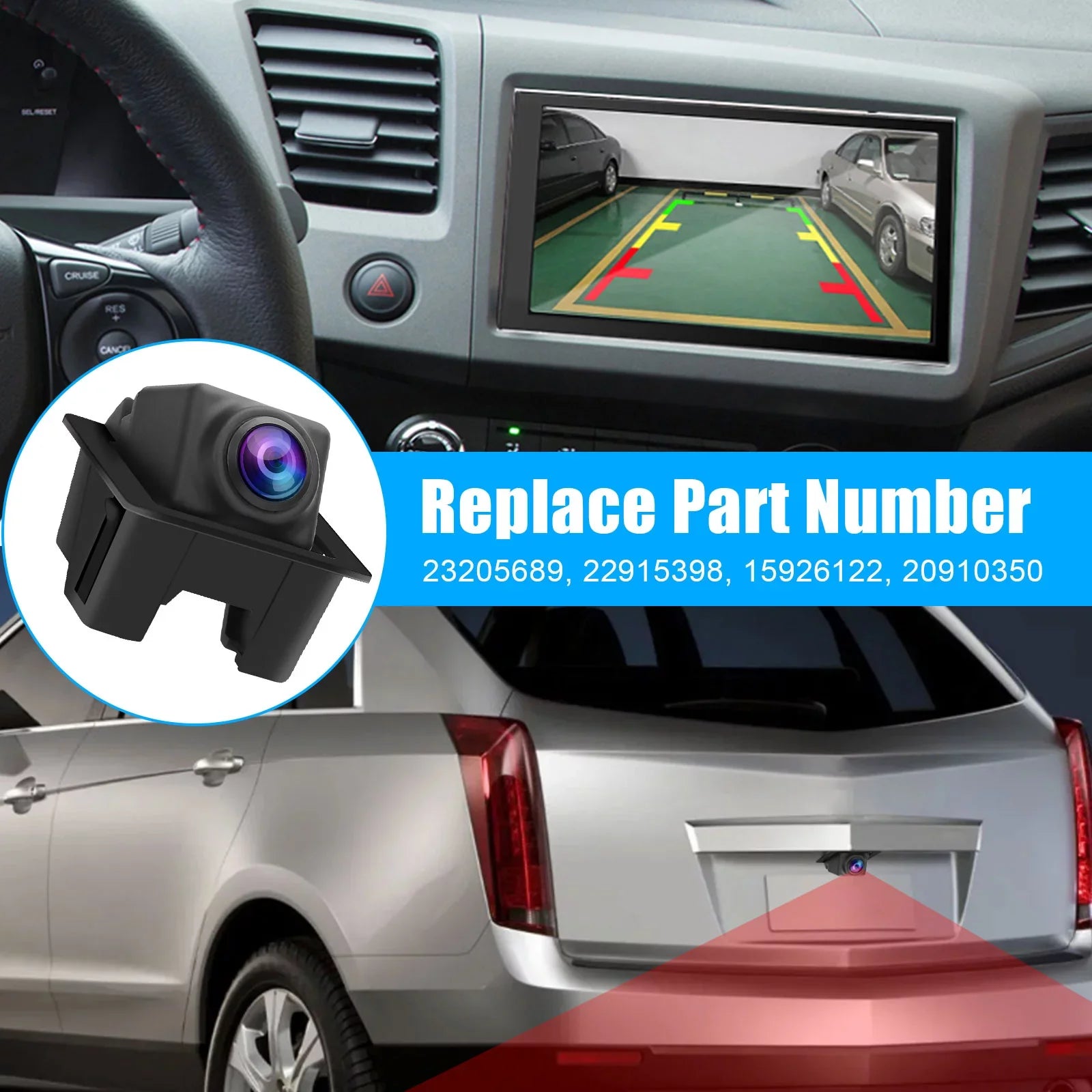 Rear View Backup Camera for Cadillac SRX, TSV Back Up Parking Assist Cam 23205689, 22915398, 15926122, 20910350 Replacement for 2010 2011 2012 2013 2014 2015 2016 Cadillac SRX